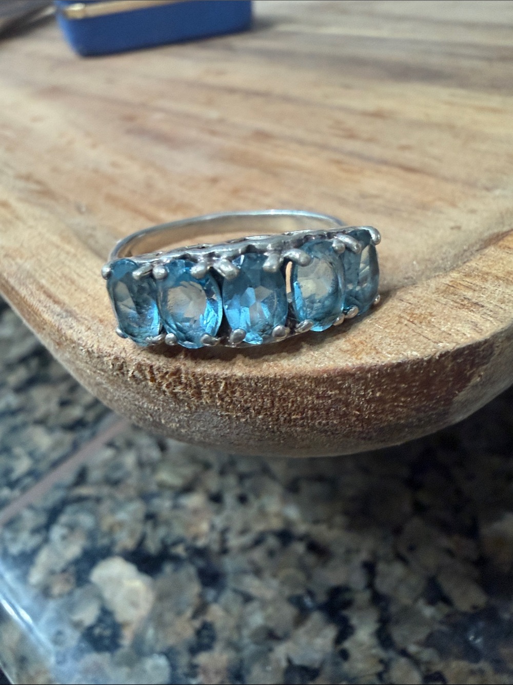 Sterling Silver Blue Topaz Five-Stone Ring size 7.5